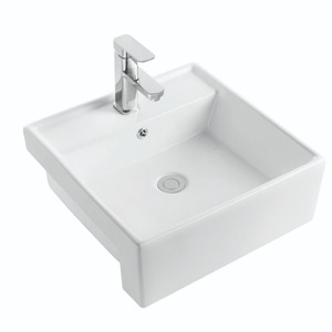 Moderno Simple Semi-Embedded Home Balcón Baño Lavabo Venta directa de fábrica Material de porcelana - Product Image 1