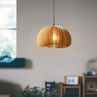 Lustre de plafond scandinave moderne rustique avec cadre en bois, éclairage LED blanc chaud moyen, pour salle à manger, maison, hôtel, restaurant