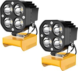 Deux packs d'adaptateurs pour roues électriques avec éclairage de travail LED compatibles avec la batterie <span class=keywords><strong>Dewalt</strong></span> 20V <span class=keywords><strong>Lampe</strong></span> de travail 40W 6000LM <span class=keywords><strong>Lampe</strong></span> de travail sans fil - Product Image 1