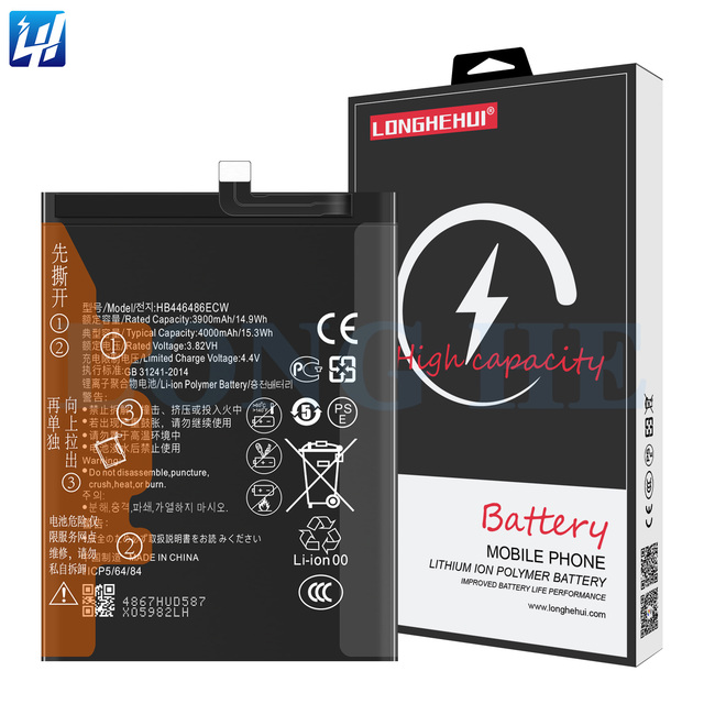 Rechargeable Li-ion Polymer Battery HB446486ECW for Huawei P Smart Z Honor 9X Pro Nova5i Enjoy 10 Plus 4000mAh 3.82V