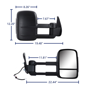 Nouveaux rétroviseurs de remorquage pour HILUX Juillet 2015-2025 N80/REVO/GUN Électriques Noir Fumé avec Clignotant - Product Image 1