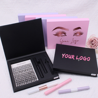 Kit de cils Mega Cluster personnalisé avec colle et fixateur, cils segmentés faits à la main, plateau de cils en grappe à marque privée pour le maquillage