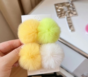 Horquillas para el pelo para niñas con pequeño pompón de piel suave y encantador, pinza de bola de conejo, pinzas para el pelo, accesorios para el cabello para niños - Product Image 3