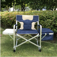 Chaises de camping pliantes en aluminium Chaise de directeur de camp robuste pour adultes Chaise légère avec table d'appoint et sac isotherme