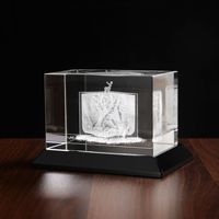 Prisme rectangulaire en cristal de quartz transparent personnalisé avec incrustation et gravure interne, pour modèles architecturaux, de ponts, de véhicules et de navires, et présentoir en cristal