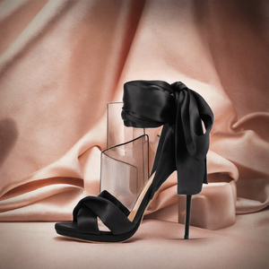 <span class=keywords><strong>Sandali</strong></span> Eleganti da Donna con Tacco Alto Sottile in <span class=keywords><strong>Raso</strong></span> Rosso e Nero, Scarpe Estive con Soletta Impermeabile in PU, Modello Avvolgente che Aumenta l'Altezza - Product Image 3