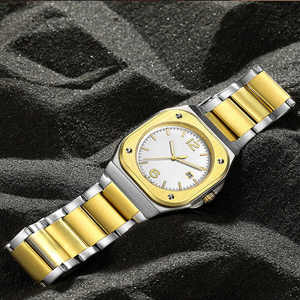 Montre San Martin en acier inoxydable, mouvement à quartz carré, montre intelligente de haute qualité pour hommes, montre à quartz de luxe pour hommes, logo - Product Image 4