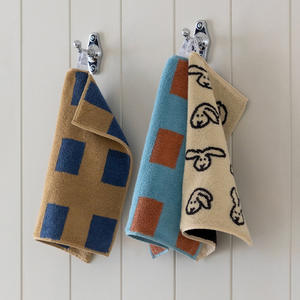 Serviette carrée en coton pur style dessin animé Jacquard 34x34 cm, épaisse, douce, absorbante, pour la maison, serviette de bain pour les mains - Product Image 2