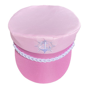 Sombrero rosa azul marino con bufanda Set Flat Top Yacht Vacation Sailor Captain Hat Girl Pink Boat Admiral Cap Bachelorette Party Hat - Product Image 3