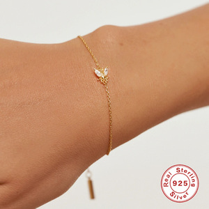 สร้อยข้อมือรูปผึ้งฝังเพชรหลากสีเงินแท้ S925 สำหรับผู้หญิง - Product Image 4