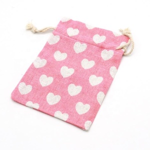 Ecológico lindo impreso Rosa pequeño paño regalo embalaje muselina Lino algodón lona cordón bolsas con logotipo - Product Image 5