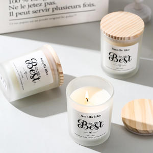 Bougie parfumée à la soja, bougies naturelles et biologiques pour la maison, parfumées, avec un verre givré épais et un couvercle en bois de bambou, longue durée - Product Image 3