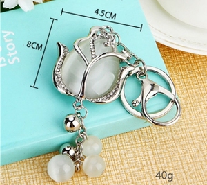 Portachiavi alla Moda con Fiore di Cristallo, Ciondolo Charm per Auto, Tulipano con Diamanti - Product Image 5
