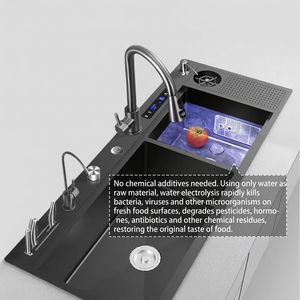 Machine de lavage et de purification intelligente à ultrasons YEETE pour fruits et légumes, finition chromée, désinfection et stérilisation - Product Image 4