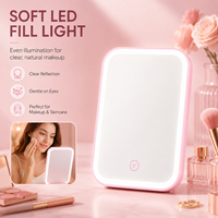 Miroir de maquillage LED portable avec capteur tactile, lumière à intensité réglable, miroir de vanité de bureau avec support réglable pour les voyages et la maison