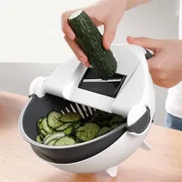 Outil de Cuisine Multifonction Manuel pour Légumes et Fruits 7 en 1, Râpe Magique, Panier de Lavage et Coupe-Légumes