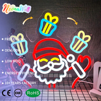 Décorations de Noël pour la maison et les fêtes Neonawall, enseigne au néon LED dimmable Père Noël avec cadeaux et cœurs pour la décoration de la maison et des fêtes