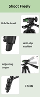 Trépied Appareil Photo Réglable de 1,5 M avec Support de Clip Téléphone Universel pour DSLR, Montage Projecteur, Diffusion en Direct sur Téléphone 3110/3120