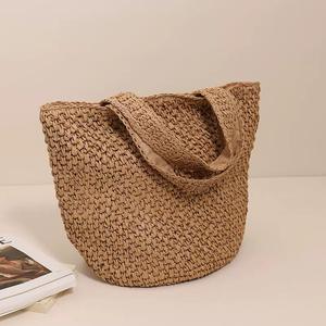 Sac à main de voyage de luxe personnalisé brodé, fait main en paille tressée, grande capacité, sac fourre-tout à bandoulière en paille pour femme - Product Image 4