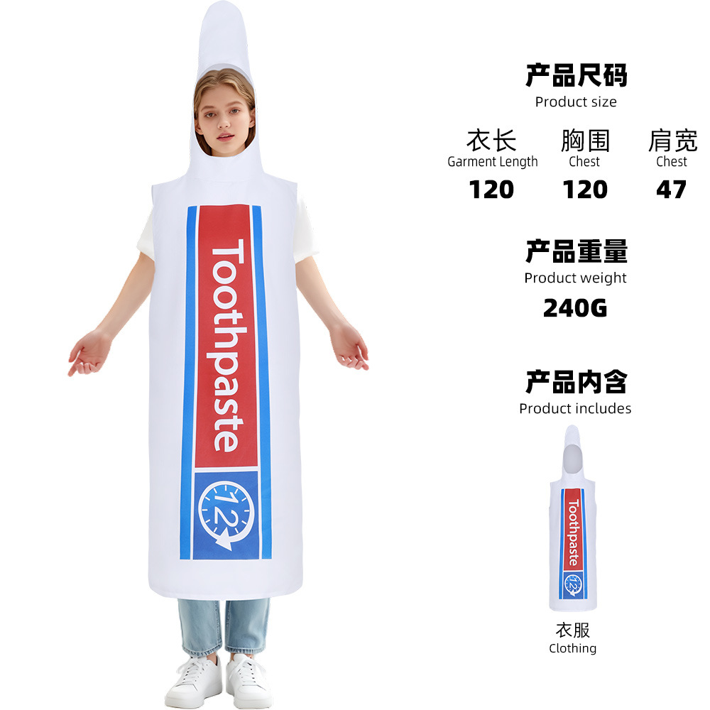 Talla única - Disfraz de pasta de dientes para cosplay