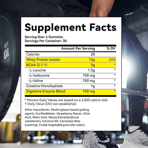 Gomitas <span class=keywords><strong>de</strong></span> Proteína con BCAA Sin Azúcar, Suplemento <span class=keywords><strong>de</strong></span> Aminoácidos con Alto Contenido <span class=keywords><strong>de</strong></span> Proteínas para un Rendimiento Óptimo en el Entrenamiento - Product Image 3