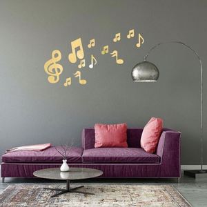 Autocollants muraux en miroir acrylique 3D - 12 autocollants adhésifs en forme de notes musicales pour la chambre des enfants et la décoration de la maternelle - Product Image 6
