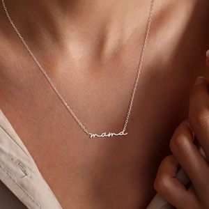 Delicato placcato 14K oro Mama collana in acciaio inox <span class=keywords><strong>gioielli</strong></span> regali perfetti <span class=keywords><strong>per</strong></span> la <span class=keywords><strong>festa</strong></span> <span class=keywords><strong>della</strong></span> <span class=keywords><strong>mamma</strong></span> - Product Image 5