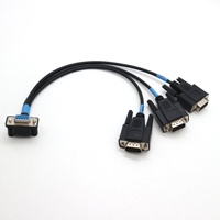 Cable Adaptador HD15P Macho en Ángulo a 3*DB9Pin Macho, con Cubierta de PVC Elástica/Cable de Puerto Serie VGA para Monitores de Computadora