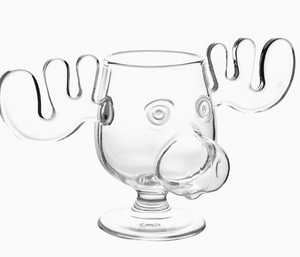 Vente en gros personnalisée de mugs Griswold Moose de 8 oz, inspirés de National Lampoon's Christmas Vacation, en verre rétro transparent comme du cristal, flûtes et gobelets - Product Image 1
