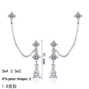 Pendientes <span class=keywords><strong>de</strong></span> Plata S925 con Moissanita y Borla, Pendientes Personalizados <span class=keywords><strong>de</strong></span> Doble Aro para Mujer, Regalos <span class=keywords><strong>de</strong></span> Joyería para Bodas - Product Image 5