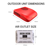 Système de climatisation de toit pour caravane 24V à faible bruit, best-seller, 1950W MT20 Camper avec COP 3.1 et débit d'air de l'évaporateur de 350m/h