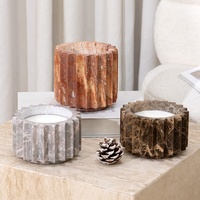 Lot de bougeoirs modernes en marbre côtelé pour la décoration intérieure, diamètre 130*H85, diamètre 130*H125, pour l'aromathérapie