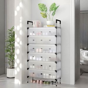 Wholesale 7-Layer Carbon Steel Dustproof Shoe Rack Detachable Storage Stand Modern Square Design for Living Room Entryway <b>Tools</b> - Product Image 5