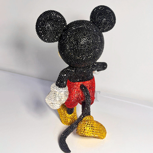 Nueva moda Stick Rhinestone dibujos animados Mickey pasta cristal diamante estatua resina artesanía escultura hogar galería Decoración - Product Image 5