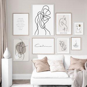 Dòng Trừu Tượng Hiện Đại Tranh Cốt Lõi Vải Bố Đơn Giản Màu Be Màu Đen Tác Phẩm Nghệ Thuật Cho Tường Trang Trí Phòng Ngủ Gia Đình - Product Image 5