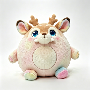 Ciervo esférico de peluche personalizado, suave, con degradado de rosa pastel, crema y marrón claro, tamaño pequeño, color canela. - Product Image 2