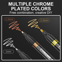 Marqueurs de peinture chromée argentée, stylos de peinture chromée effet miroir, permanents à base d'huile, marqueurs haute brillance 0,7 mm, 1 mm et 3 mm