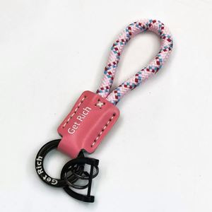 Wholesale Genuine Leather Car Keychain <b>for</b> Gifts Handmade Luxury <b>Key</b> Ring Woven Rope with Custom Logo Pendant Anti-Loss <b>Lanyard</b> - Product Image 4