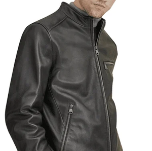 Chaquetas de Cuero Genuino Curtido de la Mejor Calidad para Hombre, Estilo Urbano, con Cuello Alto, Invierno, Logotipo y Diseño Personalizados, Cierre de un Solo Botón - Product Image 1