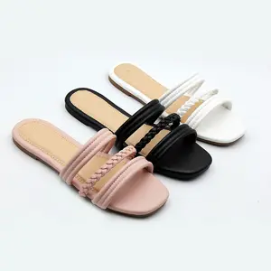Professional Latest Luxury OEM Cheap Slide Female High Quality Flat Women Custom Logo Slippers Shoes For Ladies Wholesale