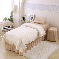 Housse de lit de salon de beauté, couvre-lit, logo brodé, pour massage thérapeutique, soins des oreilles, club de santé SPA, ensemble quatre pièces pour lit de beauté