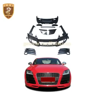 Upgrade R8 Body Kit For Audi TT Car Front Bumper Assembly Side Skirts Carbon Fiber Rear Door Panel Fiberglass Bodykit