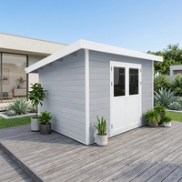 Caseta de Jardín Moderna Serie D de Fácil Instalación, Fabricada en Madera WPC y Acero, para Exteriores, con Vidrio Resistente a Impactos