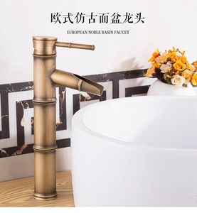 Châu Âu Antique Brass phòng tắm Vòi nước cao quý Bamboo-shaped Bronze boong mounted lưu vực vòi nước - Product Image 6