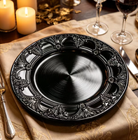 Assiettes de Présentation en Plastique de 13 Pouces, Nouveauté, Design Couronne Dorée de Luxe en PP pour Mariages, Banquets, Dîners et Décoration de Table