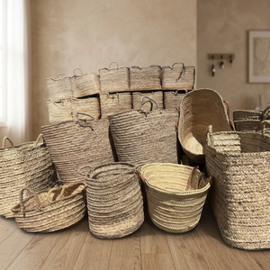 Cestas Naturales Hechas a Mano, Cesta de Paja con Dos Asas, Diseño Minimalista, Parte Superior Abierta, Decoración para el Hogar, Forro de Paja, Regalo de Año Nuevo Chino - Product Image 1