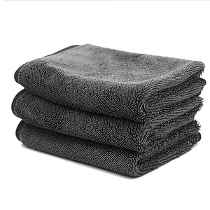 Car Cleaning <b>Towel</b> <b>Microfiber</b> 600GSM Lint Resistant Rectangle Black Gray For Car Washing - Product Image 5