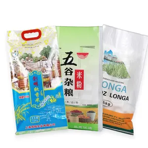 Özel boş 5kg 10kg 25kg Bopp lamine polietilen pirinç paketleme torbası çuval plastik pirinç ambalaj torbaları