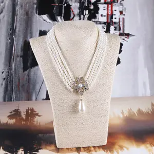 Collana di perle multistrato di moda strass strass dolce collana da sposa per donna