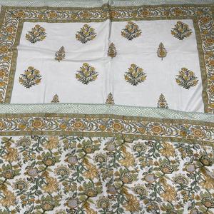 Ensemble de draps de lit double réversible lavable en coton biologique 100% écologique à imprimé floral vert moderne en bloc de couleur pour la maison - Product Image 6